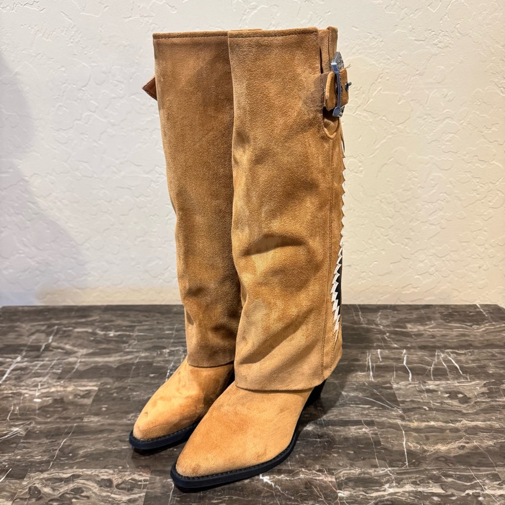 Zodiac Rowena Wings Faux Suede Embellished Western Boots - Picture 4 of 13